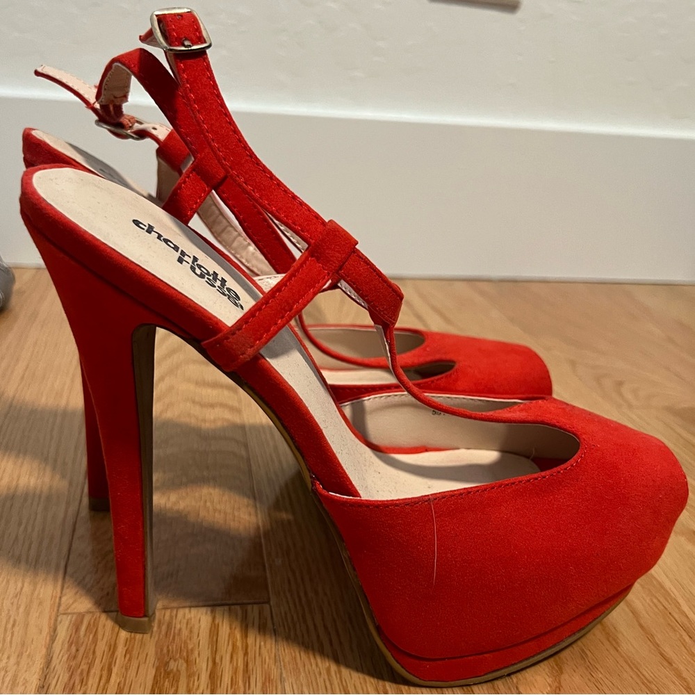 NEW Charlotte Russe orange vintage pinup classic sandal platform pumps